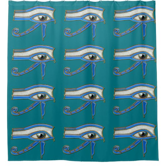 Ägyptisches Auge des Horus in Blau Duschvorhang (Vorderseite)