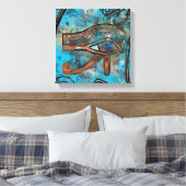 Ägyptisches Auge des Horus - Wadjet - gemischte Me Leinwanddruck (Insitu (Schlafzimmer))