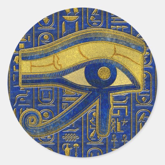 Ägyptisches Auge des Horus - Wadjet Lapis Lazuli Runder Aufkleber (Vorderseite)