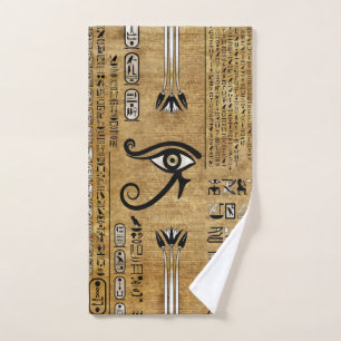 Ägyptisches Auge des Horus - Wadjet-Ornament Badhandtuch Set