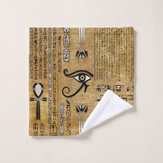 Ägyptisches Auge des Horus - Wadjet-Ornament Badhandtuch Set (Waschlappen)