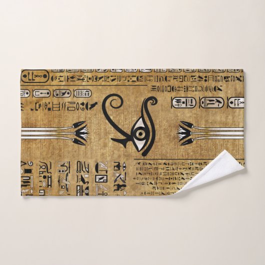 Ägyptisches Auge des Horus - Wadjet-Ornament Badhandtuch Set (Handtuch)