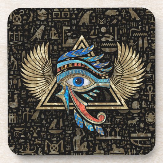 Ägyptisches Auge des Horus - Wadjet-Ornament Getränkeuntersetzer (Vorderseite)