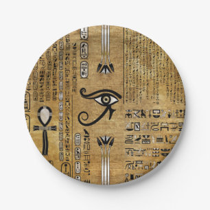 Ägyptisches Auge des Horus - Wadjet-Ornament Pappteller