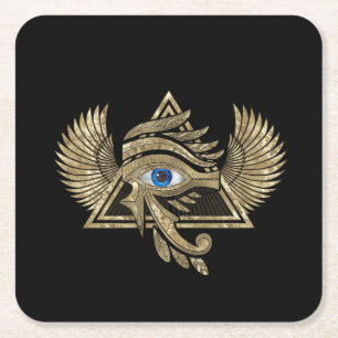 Ägyptisches Auge des Horus - Wadjet-Ornament Rechteckiger Pappuntersetzer