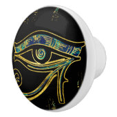 Ägyptisches Auge von Horus auf Hieroglyphen und Keramikknauf (Rechts)