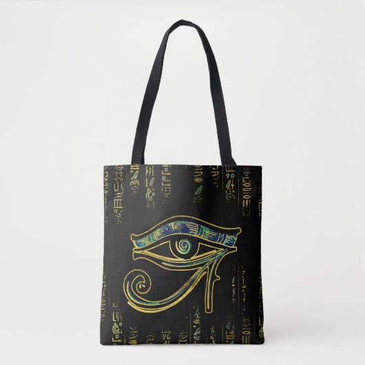Ägyptisches Auge von Horus auf Hieroglyphen und Tasche (Vorderseite)
