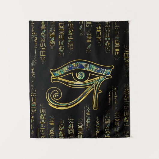 Ägyptisches Auge von Horus auf Hieroglyphen und Wandteppich (Vorderseite)