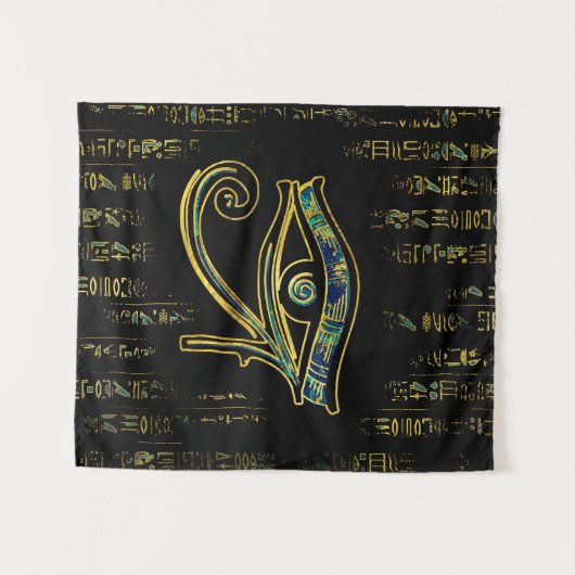 Ägyptisches Auge von Horus auf Hieroglyphen und Wandteppich (Vorderseite (Horizontal))