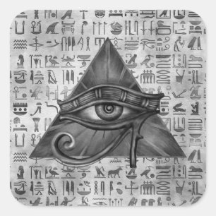 Ägyptisches Auge von Horus - Wadjet Digital Kunst Quadratischer Aufkleber