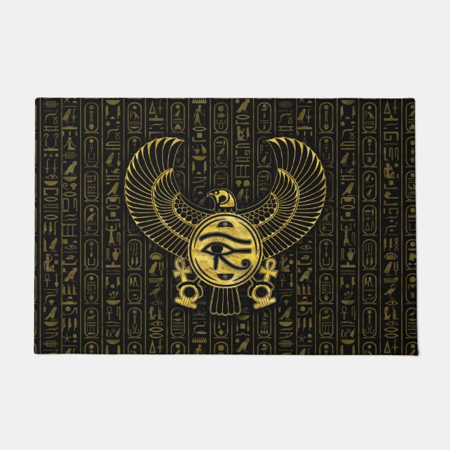 Ägyptisches Auge von Horus - Wadjet Gold und Fußmatte (Vorderseite)