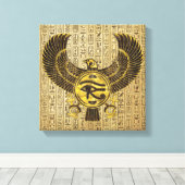 Ägyptisches Auge von Horus - Wadjet Gold und Holz Leinwanddruck (Insitu (Holzboden))
