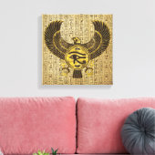 Ägyptisches Auge von Horus - Wadjet Gold und Holz Leinwanddruck (Insitu (Wohnzimmer))