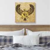 Ägyptisches Auge von Horus - Wadjet Gold und Holz Leinwanddruck (Insitu (Schlafzimmer))