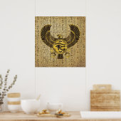 Ägyptisches Auge von Horus - Wadjet Gold und Holz Poster (Küche)