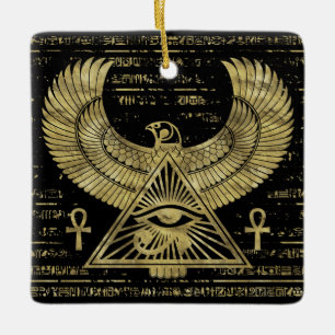Ägyptisches Auge von Horus - Wadjet Gold und Keramikornament
