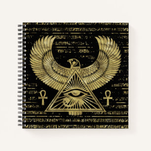 Ägyptisches Auge von Horus - Wadjet Gold und Schw Notizblock