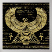 Ägyptisches Auge von Horus - Wadjet Gold und Schwa Poster (Vorne)