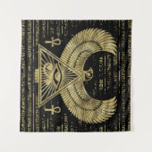 Ägyptisches Auge von Horus - Wadjet Gold und Wandteppich (Vorderseite (Horizontal))