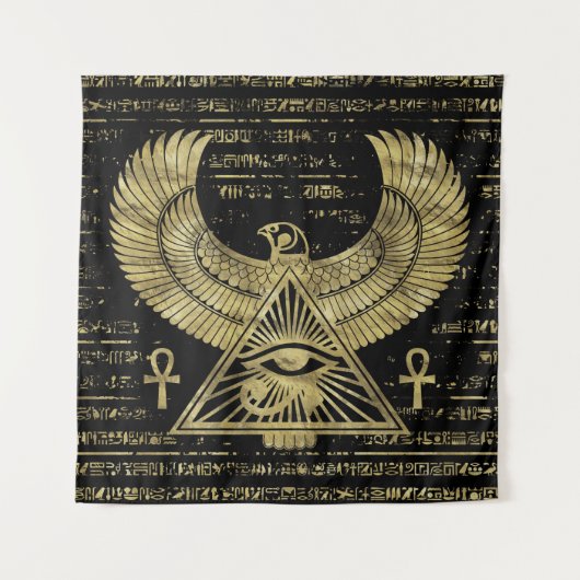 Ägyptisches Auge von Horus - Wadjet Gold und Wandteppich (Vorderseite)
