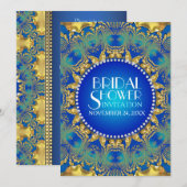 Ägyptisches Deko Blue Gold Sun Brautparty Einladung (Vorne/Hinten)