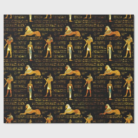 Ägyptisches dekoratives Hieroglyphen Muster Geschenkpapier (Flach)