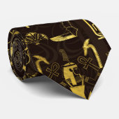 Ägyptisches dekoratives Mustergold auf Braun Krawatte (Gerollt)