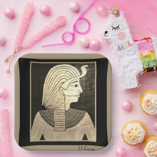 Ägyptisches Design in Schwarz und Grau Pappteller (Party)