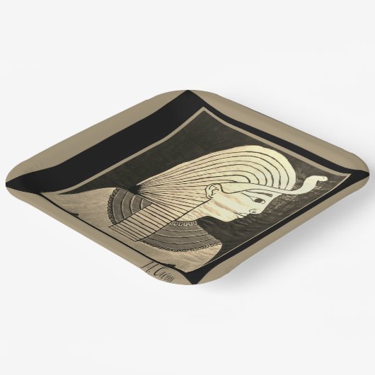 Ägyptisches Design in Schwarz und Grau Pappteller (Gewinkelt)