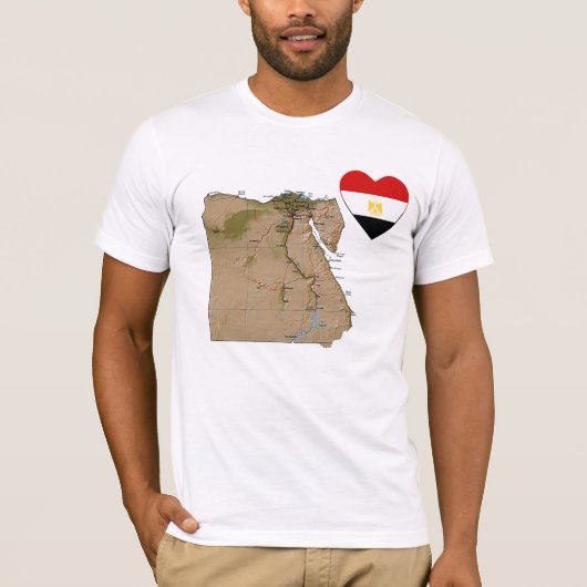Ägyptisches Flaggenherz und T - Shirt (Vorderseite)