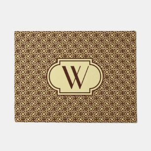 Ägyptisches Fliese Braun und Tan mit Monogramm Fußmatte