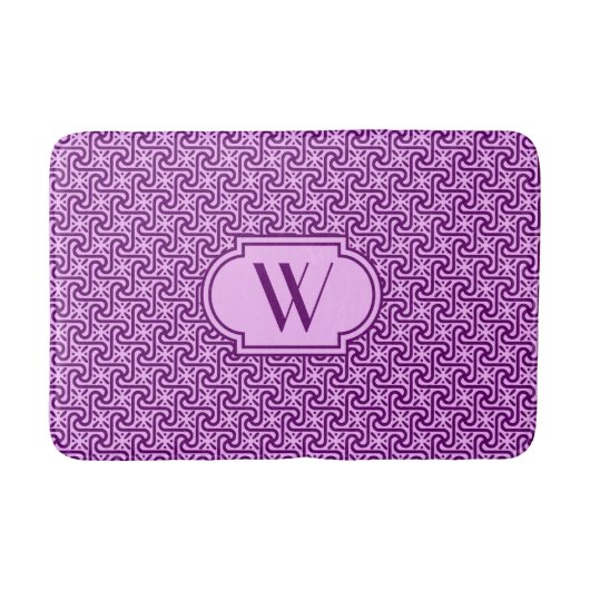 Ägyptisches Fliesenmuster, Amethyst und Orchidee Badematte (Vorderseite)