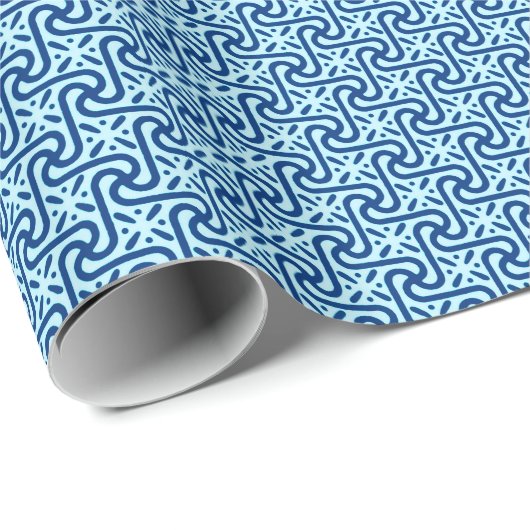 Ägyptisches Fliesenmuster, Indio und Light Sky Blu Geschenkpapier (Rolleneckpunkt)