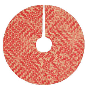 Ägyptisches Fliesenmuster, Korallenorange Polyester Weihnachtsbaumdecke