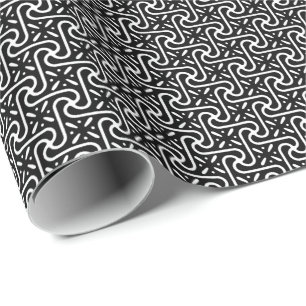 Ägyptisches Fliesenmuster, schwarz-weiß Geschenkpapier