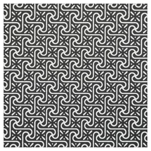 Ägyptisches Fliesenmuster, schwarz-weiß Stoff (Muster)