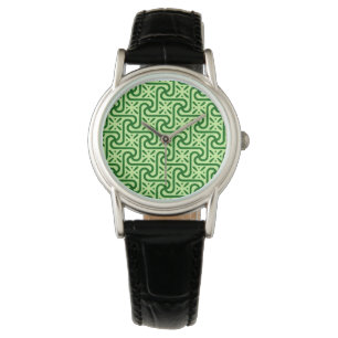 ägyptisches Fliesenmuster, smaragd- und limettengr Armbanduhr