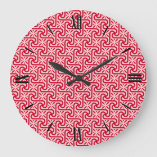 Ägyptisches Fliesenmuster, tief und leicht rosa Große Wanduhr