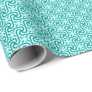 Ägyptisches Fliesenmuster, -Türkis und -aqua Geschenkpapier