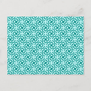 Ägyptisches Fliesenmuster, Türkis und Aqua Postkarte