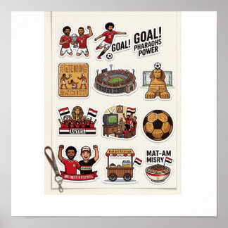 Ägyptisches Fußball-Spieltag-Sticker-Pack - Pharao Poster