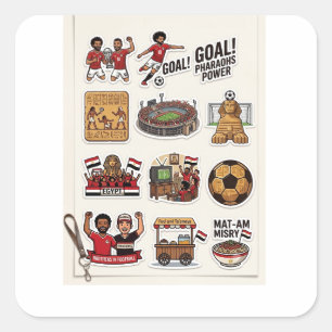 Ägyptisches Fußball-Spieltag-Sticker-Pack - Pharao Quadratischer Aufkleber