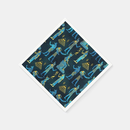 Ägyptisches Gold- und Blauglas-Muster Serviette (Ecke)