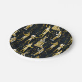 Ägyptisches Gottgold und -WEISS auf dunklem Glas Pappteller (Schrägansicht)