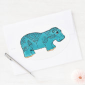 Ägyptisches Happy Hippo Ovaler Aufkleber (Umschlag)