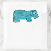 Ägyptisches Happy Hippo Ovaler Aufkleber (Tasche)