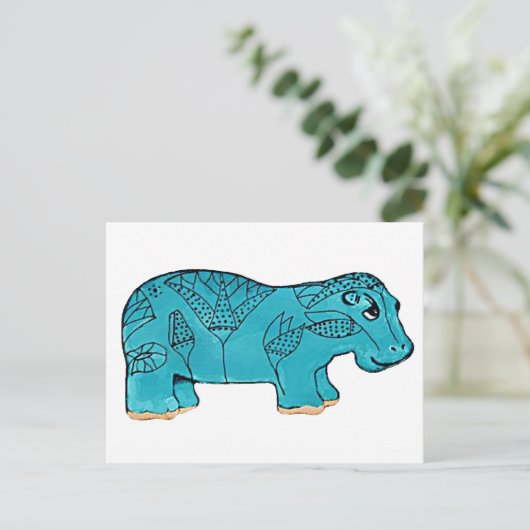 Ägyptisches Happy Hippo Postkarte (Stehend Vorderseite)