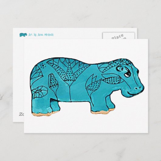 Ägyptisches Happy Hippo Postkarte (Vorne/Hinten)