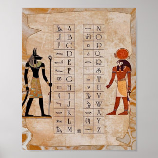 Ägyptisches Hieroglyphen-Alphabet-Diagramm Antikes Poster
