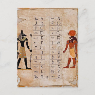 Ägyptisches Hieroglyphen-Alphabet-Diagramm Antikes Postkarte